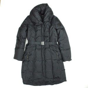 Cole Haan Box-Quilt Down Puffer Parka Coat Belt Womens Size Medium Black
